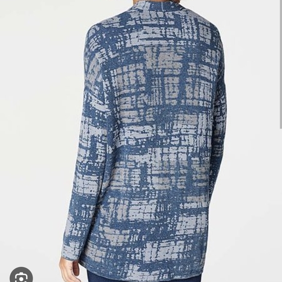 J Jill Long Line One Snap Closure Abstract Print Minimalist Boho Cardigan XL - Picture 2 of 8